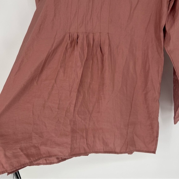 J. Jill Women's Pink Modal Blend Button-Up Puckered Long Sleeve Blouse Top - Picture 10 of 12